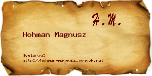 Hohman Magnusz névjegykártya
